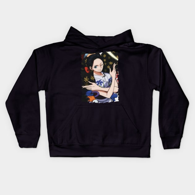 NICO ROBIN ANIME MERCHANDISE Kids Hoodie by graficklisensick666